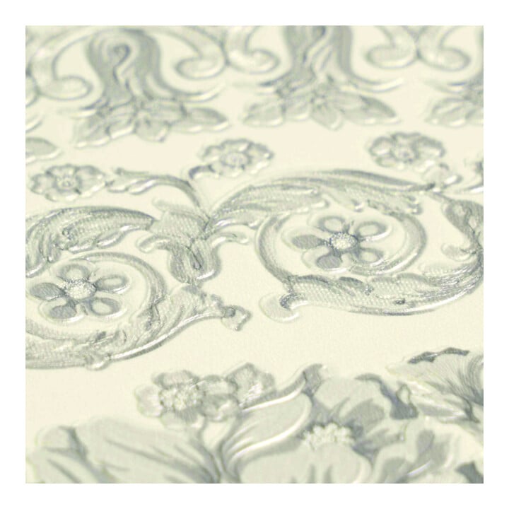 A.S. Création Vliestapete Versace 6 10,05 x 0,70 m Barock Weiß Grau Metallic mit Struktur