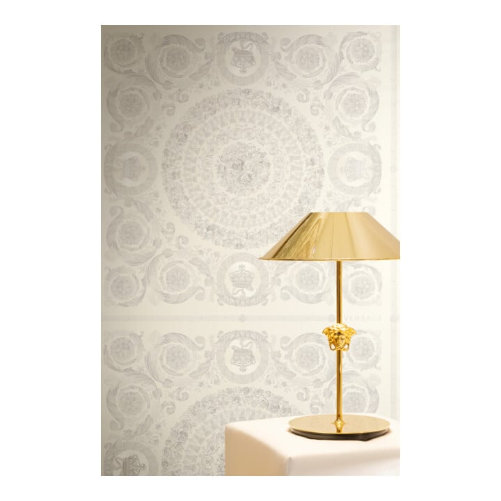 A.S. Création Vliestapete Versace 6 10,05 x 0,70 m Barock Weiß Grau Metallic mit Struktur