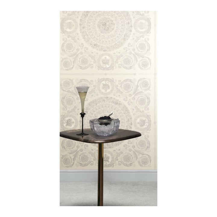 A.S. Création Vliestapete Versace 6 10,05 x 0,70 m Barock Weiß Grau Metallic mit Struktur