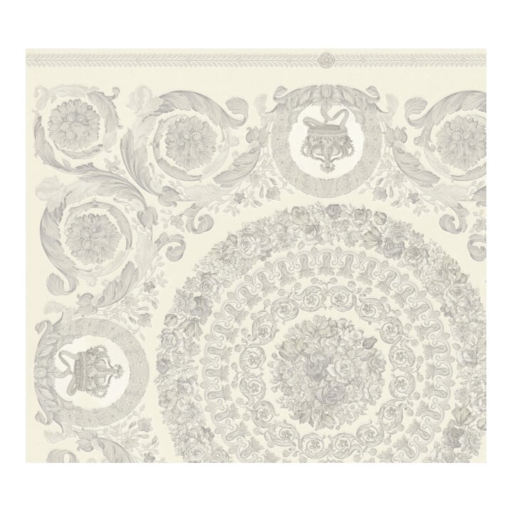 A.S. Création Vliestapete Versace 6 10,05 x 0,70 m Barock Weiß Grau Metallic mit Struktur