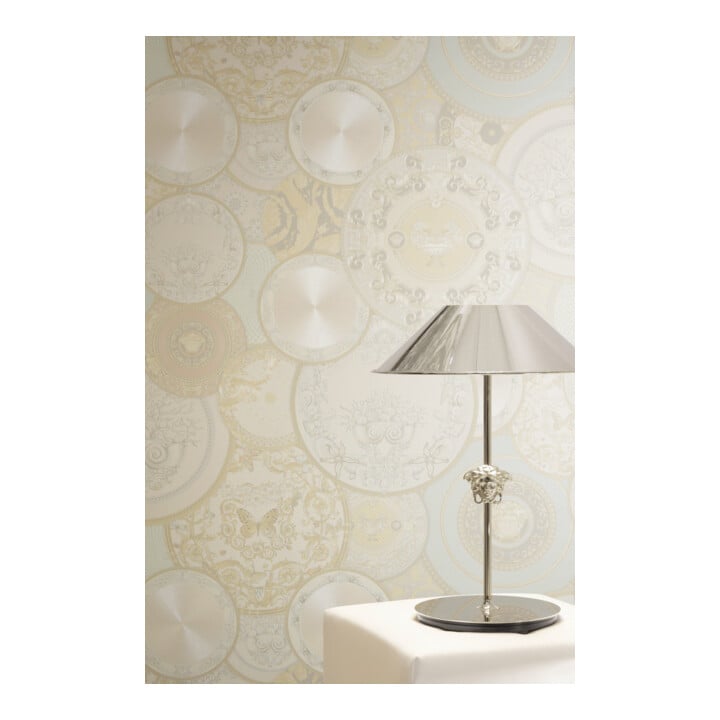 A.S. Création Vliestapete Versace 6 10,05 x 0,70 m Medaillen Creme glänzend leicht strukturiert