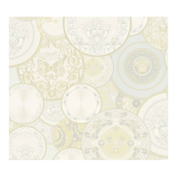 A.S. Création Vliestapete Versace 6 10,05 x 0,70 m Medaillen Creme glänzend leicht strukturiert
