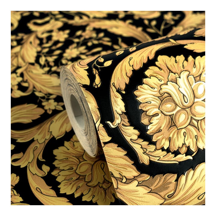 A.S. Création Vliestapete Versace 6 10,05 x 0,70 m Ranken Gold Schwarz strukturiert