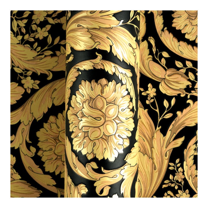 A.S. Création Vliestapete Versace 6 10,05 x 0,70 m Ranken Gold Schwarz strukturiert