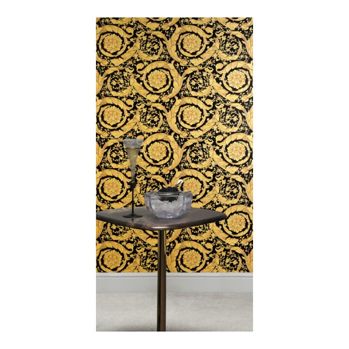 A.S. Création Vliestapete Versace 6 10,05 x 0,70 m Ranken Gold Schwarz strukturiert