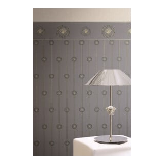 A.S. Création Vliestapete Versace 6 10,05 x 1,06 m Sockelbordüre Barock Grau Metallic