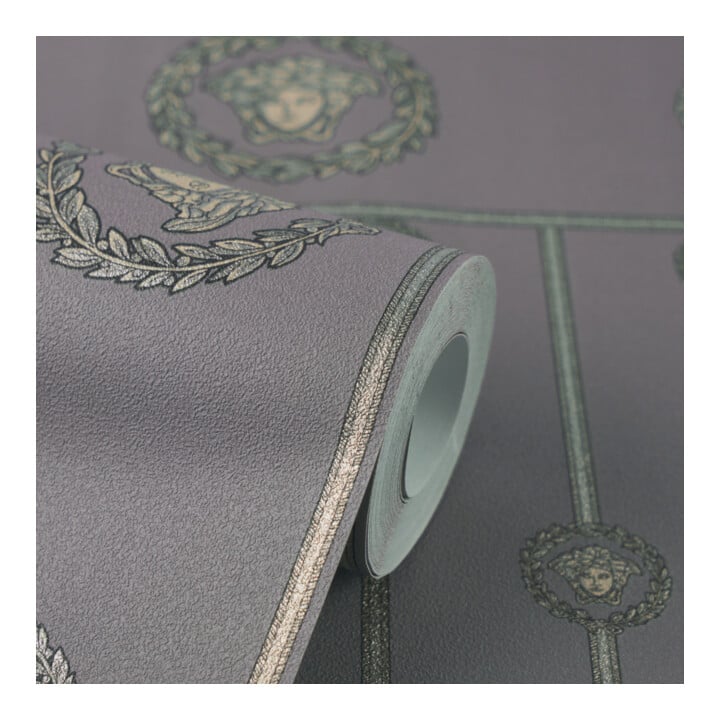 A.S. Création Vliestapete Versace 6 10,05 x 1,06 m Sockelbordüre Barock Grau Metallic
