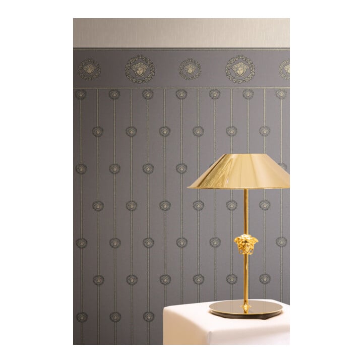 A.S. Création Vliestapete Versace 6 10,05 x 1,06 m Sockelbordüre Barock Grau Metallic