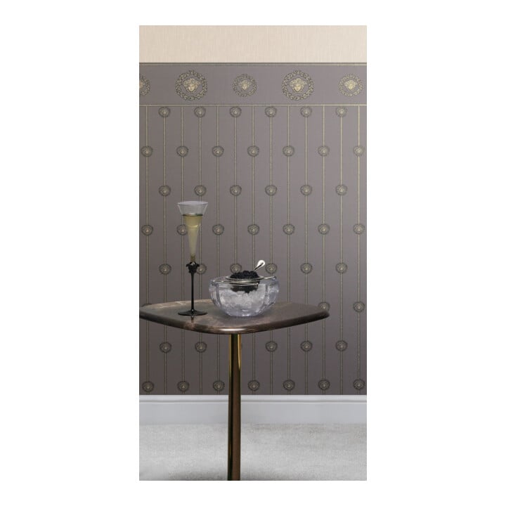 A.S. Création Vliestapete Versace 6 10,05 x 1,06 m Sockelbordüre Barock Grau Metallic