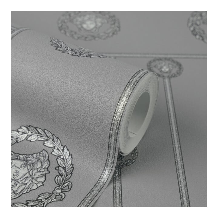 A.S. Création Vliestapete Versace 6 10,05 x 1,06 m Sockelbordüre Barock Silber Metallic
