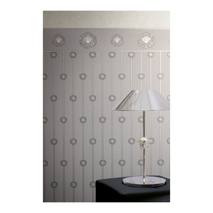 A.S. Création Vliestapete Versace 6 10,05 x 1,06 m Sockelbordüre Barock Silber Metallic