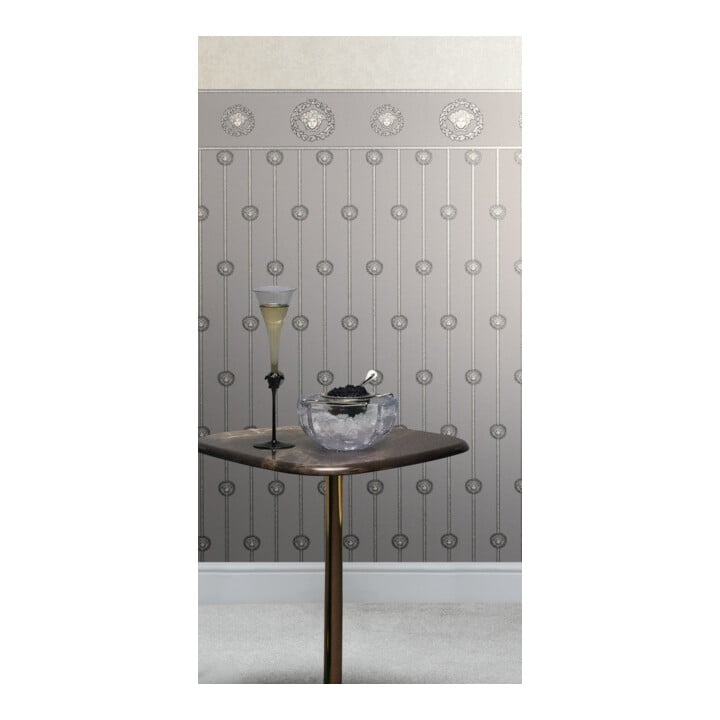 A.S. Création Vliestapete Versace 6 10,05 x 1,06 m Sockelbordüre Barock Silber Metallic