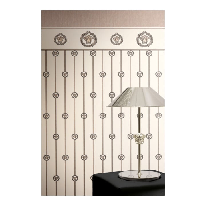 A.S. Création Vliestapete Versace 6 10,05 x 1,06 m Sockelbordüre Barock Weiß Beige Metallic