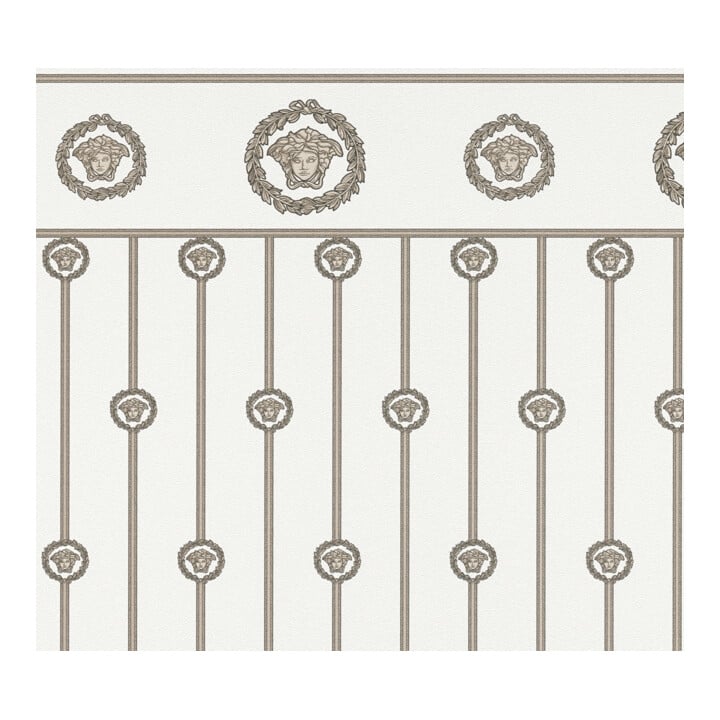 A.S. Création Vliestapete Versace 6 10,05 x 1,06 m Sockelbordüre Barock Weiß Beige Metallic