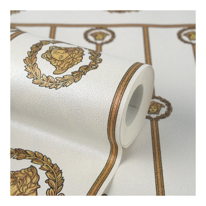 A.S. Création Vliestapete Versace 6 10,05 x 1,06 m Sockelbordüre Barock Weiß Gold Metallic