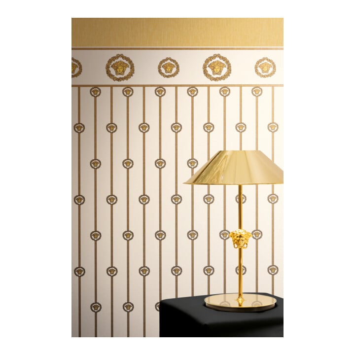 A.S. Création Vliestapete Versace 6 10,05 x 1,06 m Sockelbordüre Barock Weiß Gold Metallic