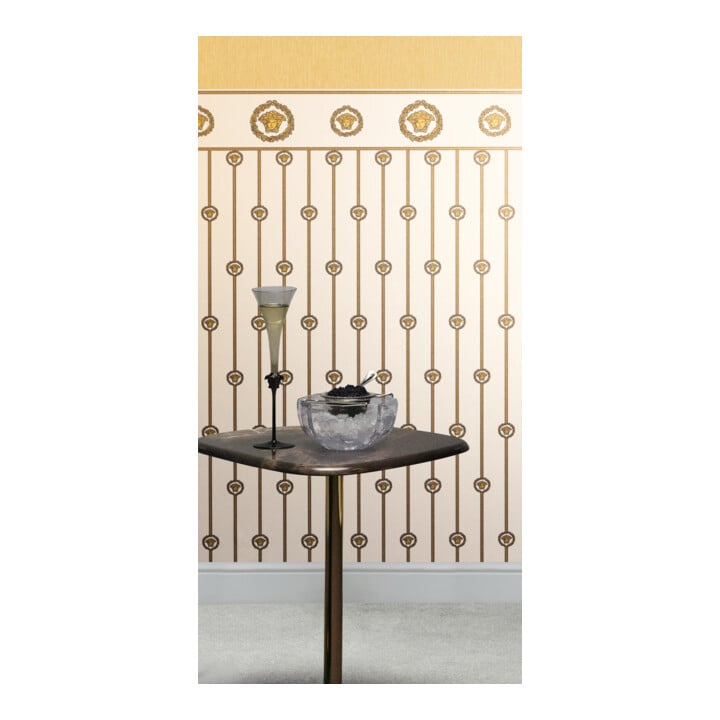A.S. Création Vliestapete Versace 6 10,05 x 1,06 m Sockelbordüre Barock Weiß Gold Metallic