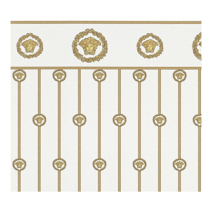 A.S. Création Vliestapete Versace 6 10,05 x 1,06 m Sockelbordüre Barock Weiß Gold Metallic