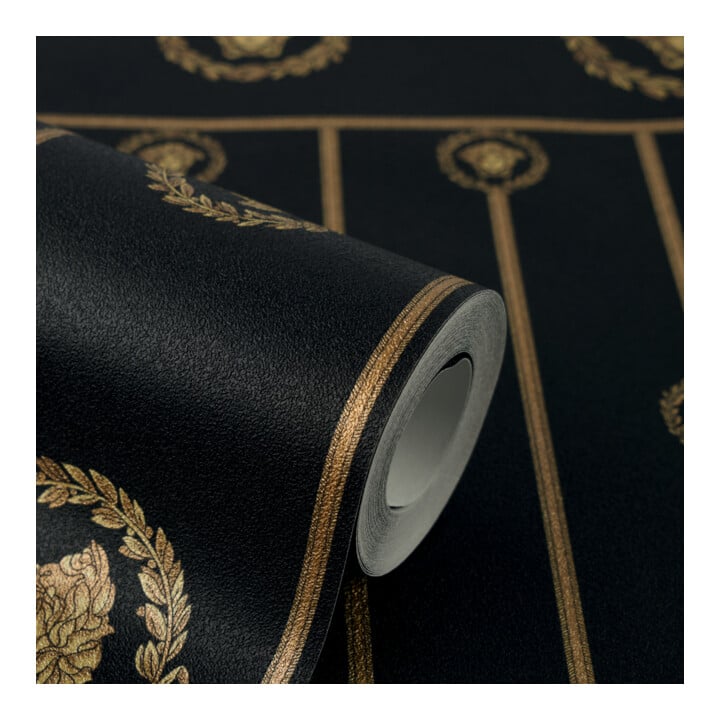 A.S. Création Vliestapete Versace 6 10,05 x 1,06 m Sockelbordüre Schwarz Gold Metallic Barock