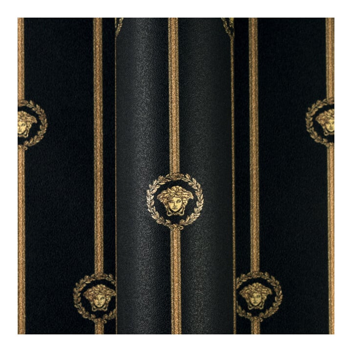 A.S. Création Vliestapete Versace 6 10,05 x 1,06 m Sockelbordüre Schwarz Gold Metallic Barock