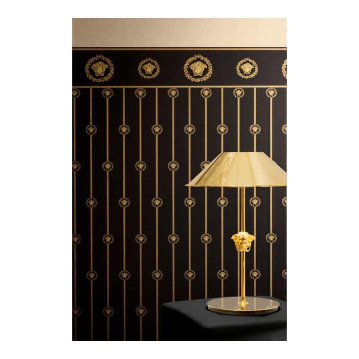A.S. Création Vliestapete Versace 6 10,05 x 1,06 m Sockelbordüre Schwarz Gold Metallic Barock