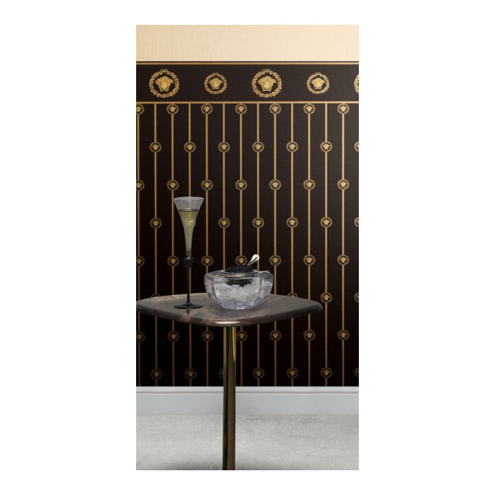 A.S. Création Vliestapete Versace 6 10,05 x 1,06 m Sockelbordüre Schwarz Gold Metallic Barock