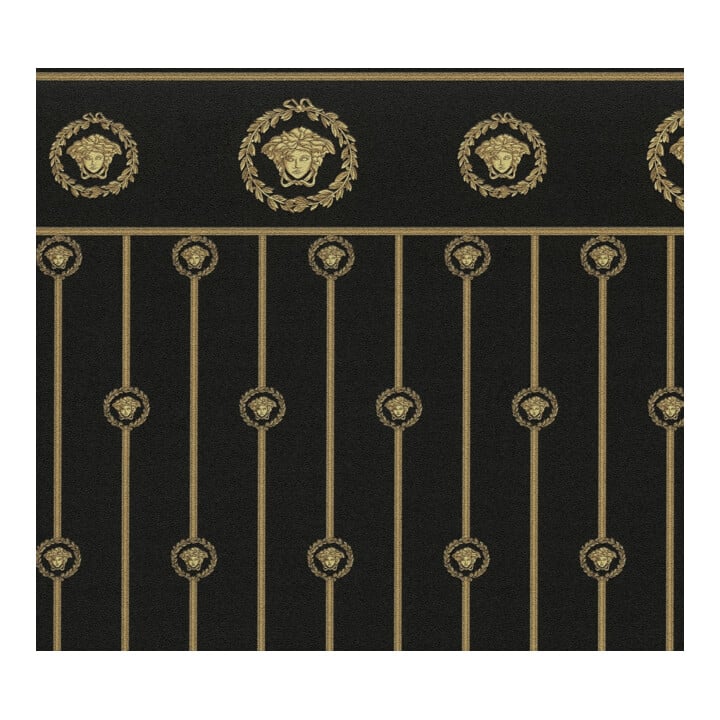 A.S. Création Vliestapete Versace 6 10,05 x 1,06 m Sockelbordüre Schwarz Gold Metallic Barock