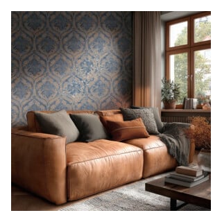 A.S. Création Vliestapete Vibes & Styles 10,05 x 0,53 m Barock Blau Metallic strukturiert