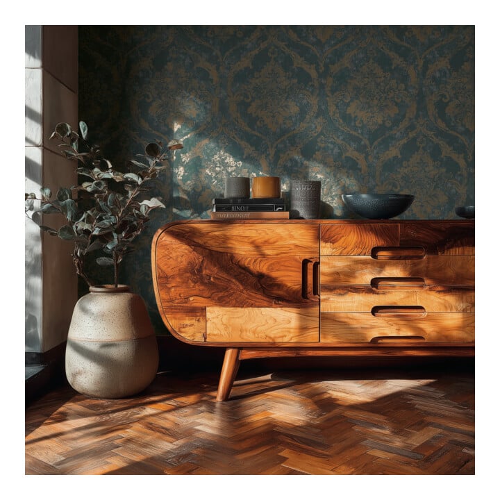 A.S. Création Vliestapete Vibes & Styles 10,05 x 0,53 m Barock Grün Metallic strukturiert