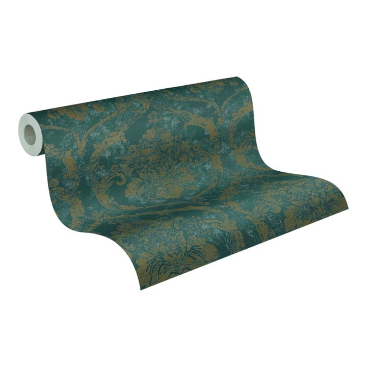 A.S. Création Vliestapete Vibes & Styles 10,05 x 0,53 m Barock Grün Metallic strukturiert