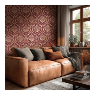 A.S. Création Vliestapete Vibes & Styles 10,05 x 0,53 m Barock Rot Metallic strukturiert