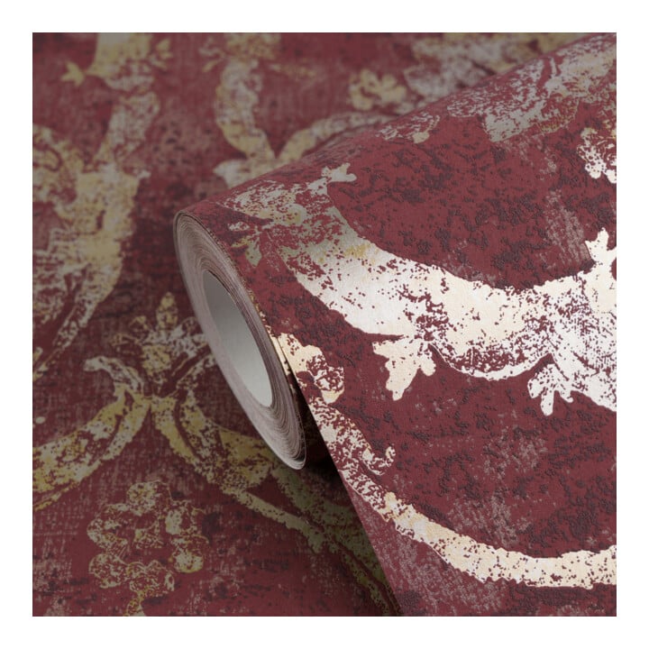 A.S. Création Vliestapete Vibes & Styles 10,05 x 0,53 m Barock Rot Metallic strukturiert