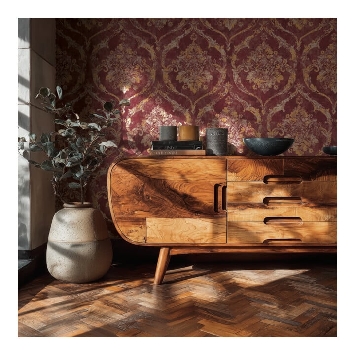 A.S. Création Vliestapete Vibes & Styles 10,05 x 0,53 m Barock Rot Metallic strukturiert