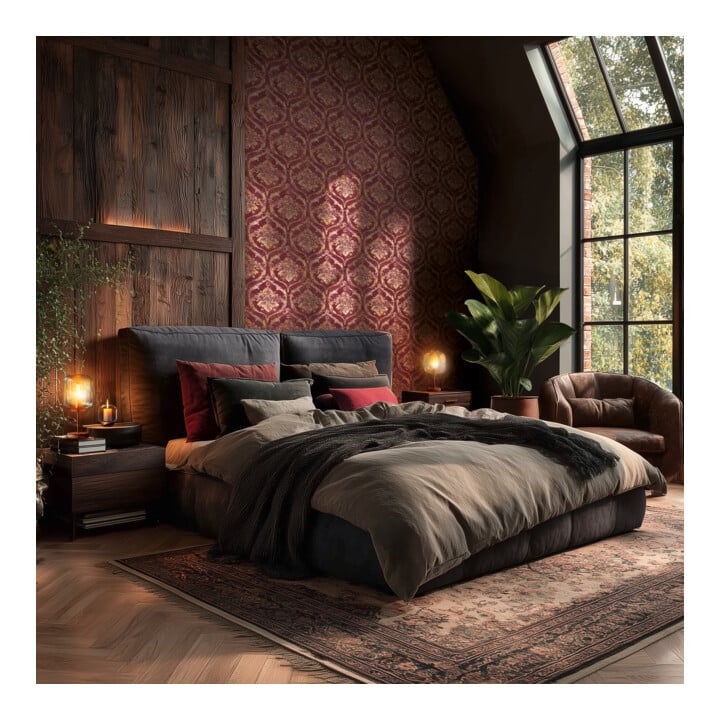 A.S. Création Vliestapete Vibes & Styles 10,05 x 0,53 m Barock Rot Metallic strukturiert