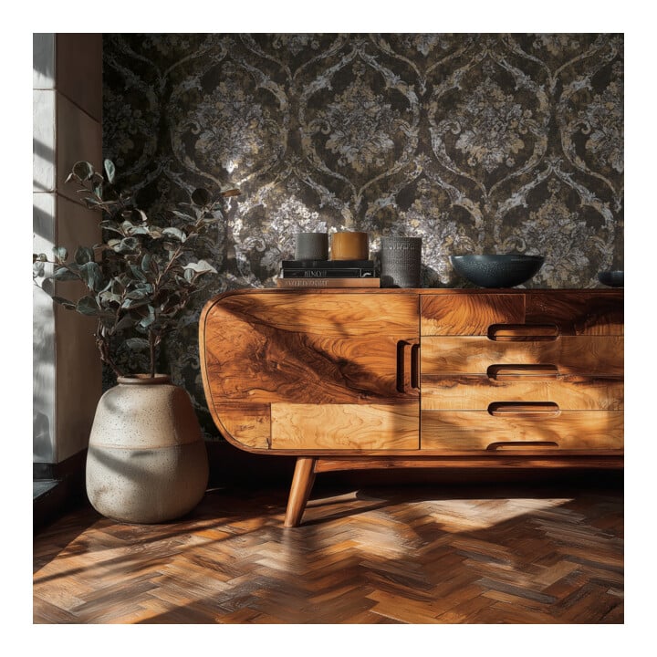 A.S. Création Vliestapete Vibes & Styles 10,05 x 0,53 m Barock Schwarz Metallic strukturiert