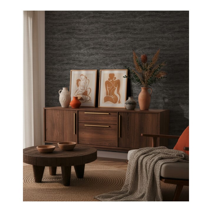 A.S. Création Vliestapete Vibes & Styles 10,05 x 0,53 m Stein Schwarz Metallic strukturiert