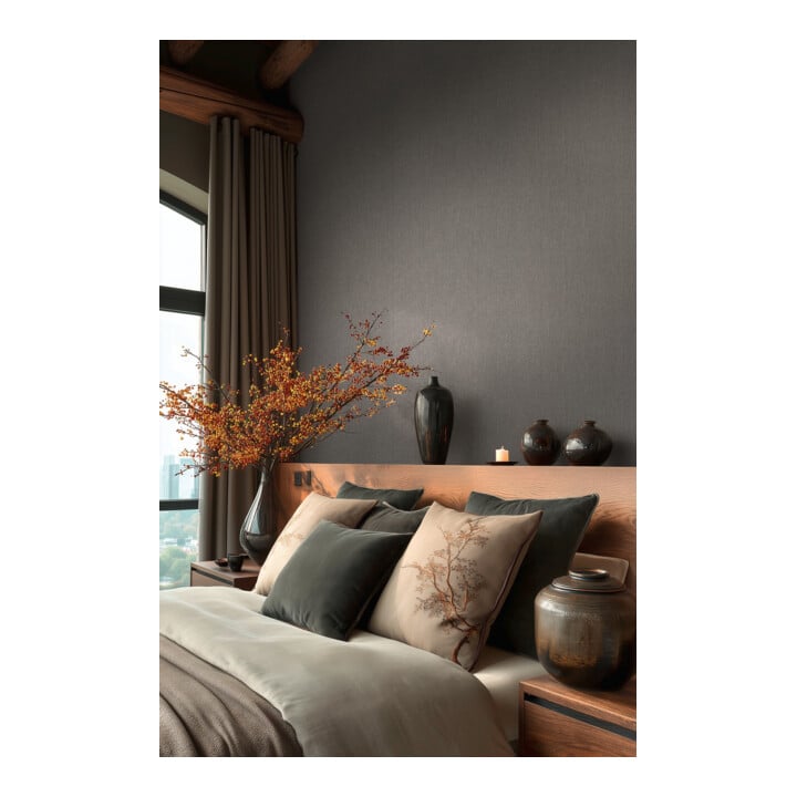 A.S. Création Vliestapete Vibes & Styles 10,05 x 0,53 m Uni Anthrazit leicht strukturiert