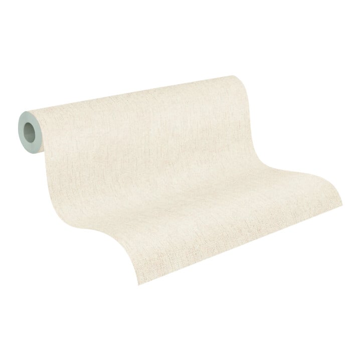A.S. Création Vliestapete Vibes & Styles 10,05 x 0,53 m Uni Creme Metallic strukturiert
