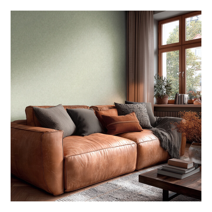 A.S. Création Vliestapete Vibes & Styles 10,05 x 0,53 m Uni Grün Metallic strukturiert