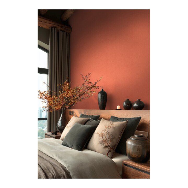 A.S. Création Vliestapete Vibes & Styles 10,05 x 0,53 m Uni Rot leicht strukturiert