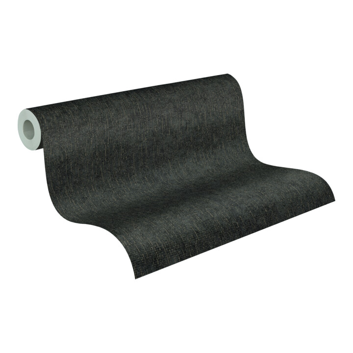 A.S. Création Vliestapete Vibes & Styles 10,05 x 0,53 m Uni Schwarz Metallic strukturiert