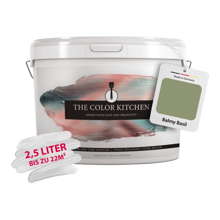 A.S. Création Wandfarbe The Color Kitchen Balmy Basil Grün Matt 2,5 l Hohe Deckkraft