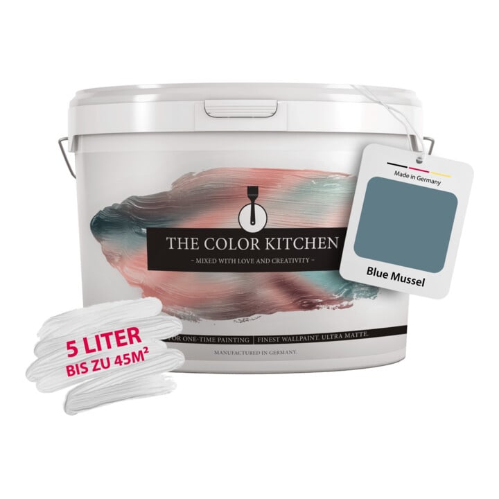 A.S. Création Wandfarbe The Color Kitchen Blue Mussel Blau Matt 5,00 l Hohe Deckkraft