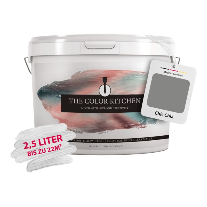 A.S. Création Wandfarbe The Color Kitchen Chic Chia Grau Matt 2,5 l Hohe Deckkraft