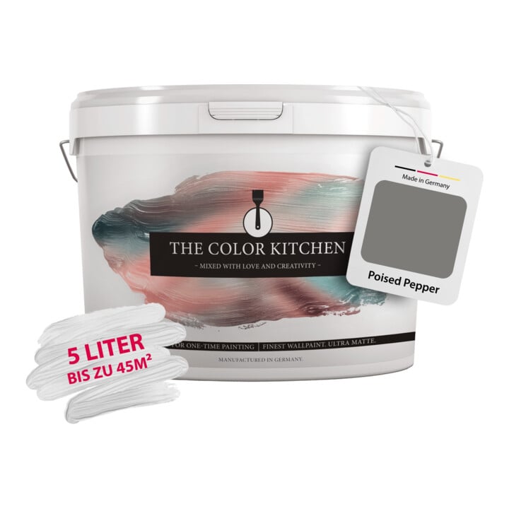 A.S. Création Wandfarbe The Color Kitchen Poised Pepper Grau Matt 5,00 l Hohe Deckkraft