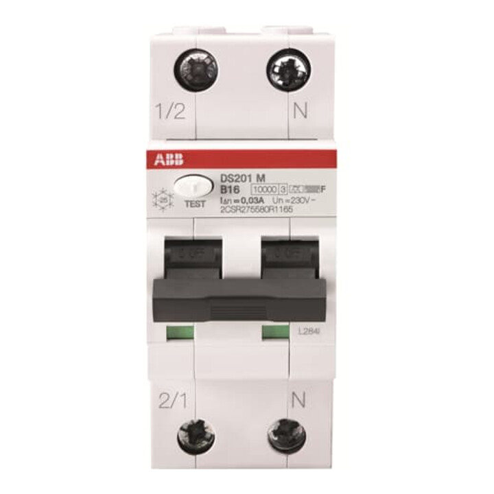 ABB FI/LS-Schalter DS201 M B16 F30 10kA 1P+N