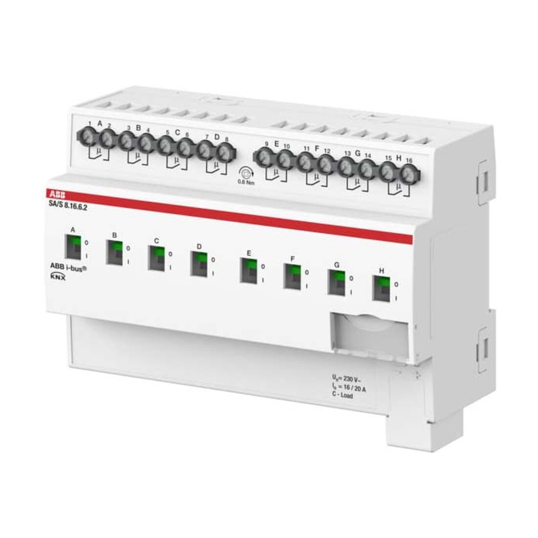 ABB Stotz S&J Actionneur de commutation 8 canaux 16A, charge C REG SA/S8.16.6.2