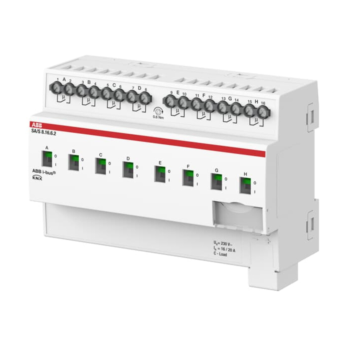 ABB Stotz S&J Actionneur de commutation 8 canaux 16A, charge C REG SA/S8.16.6.2