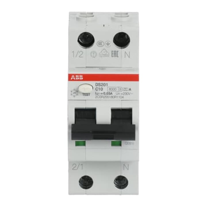 ABB Stotz S&J Disjoncteur différentiel 6kA, 1p+N DS201A-C10/0,03