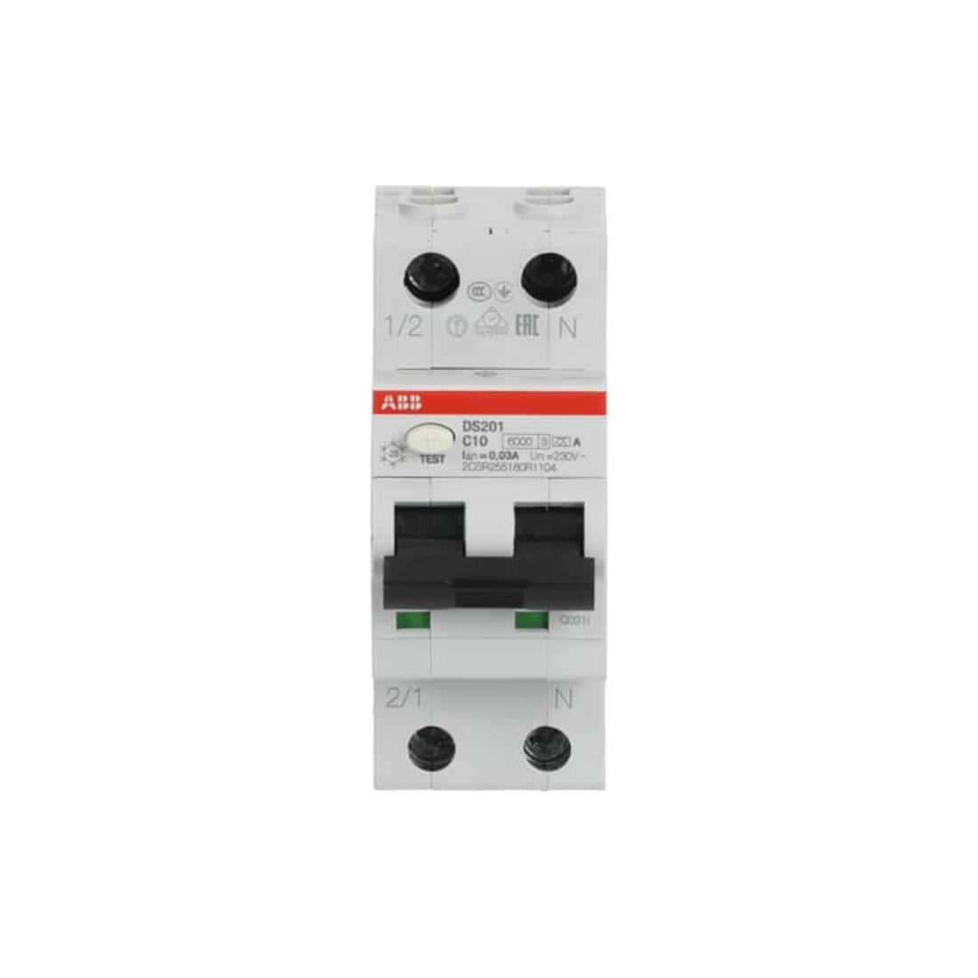 ABB Stotz S&J Disjoncteur différentiel 6kA, 1p+N DS201A-C10/0,03